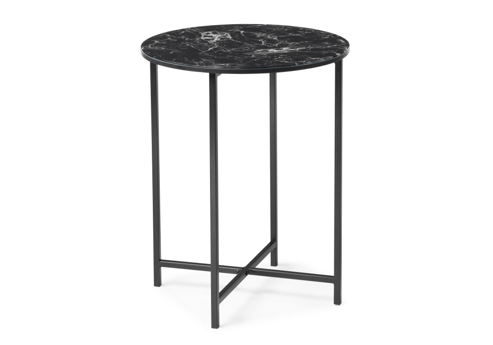 Журнальный стол Woodville Манеттия стекло мрамор черный / черный 507408