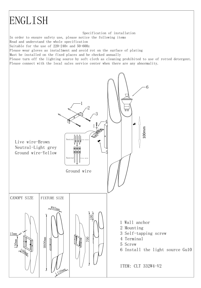 Бра Crystal Lux CLT 332W4-V2 WH-WH