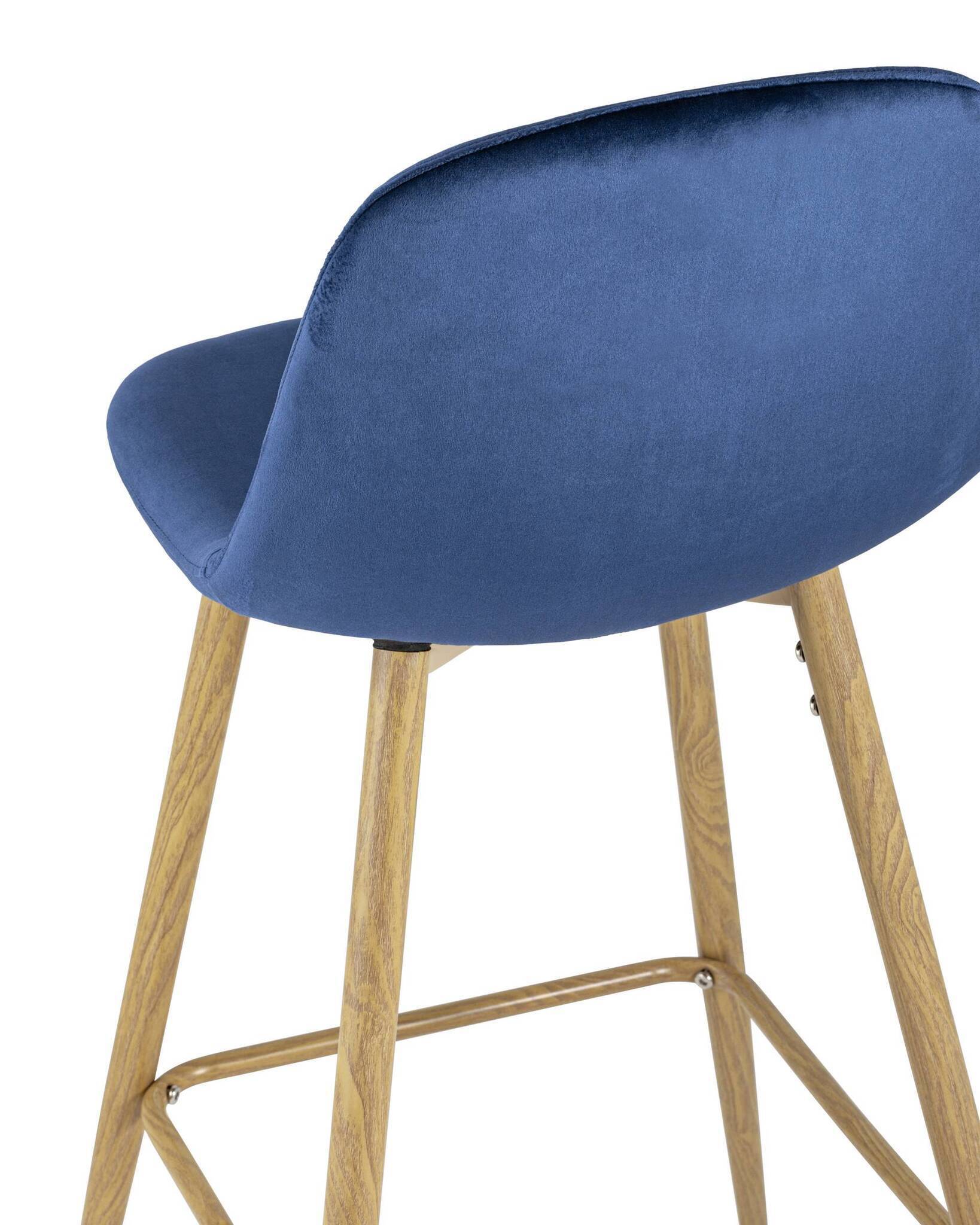 Стул барный Валенсия велюр синий ножки цвет дерево Stool Group