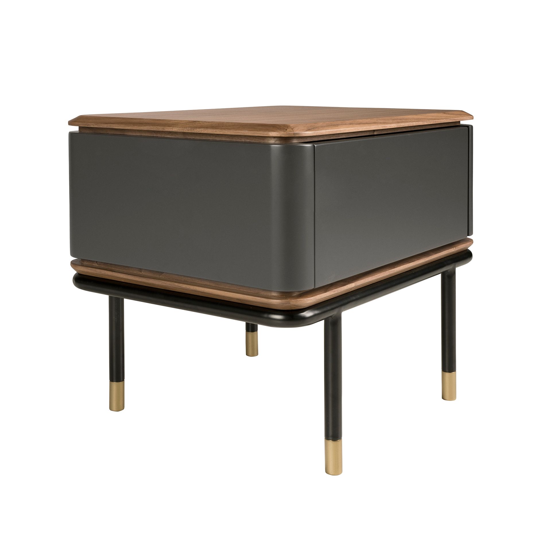 Прикроватная тумбочка 7170/CP2308H из темно-серого дерева с ореховым топом Angel Cerda