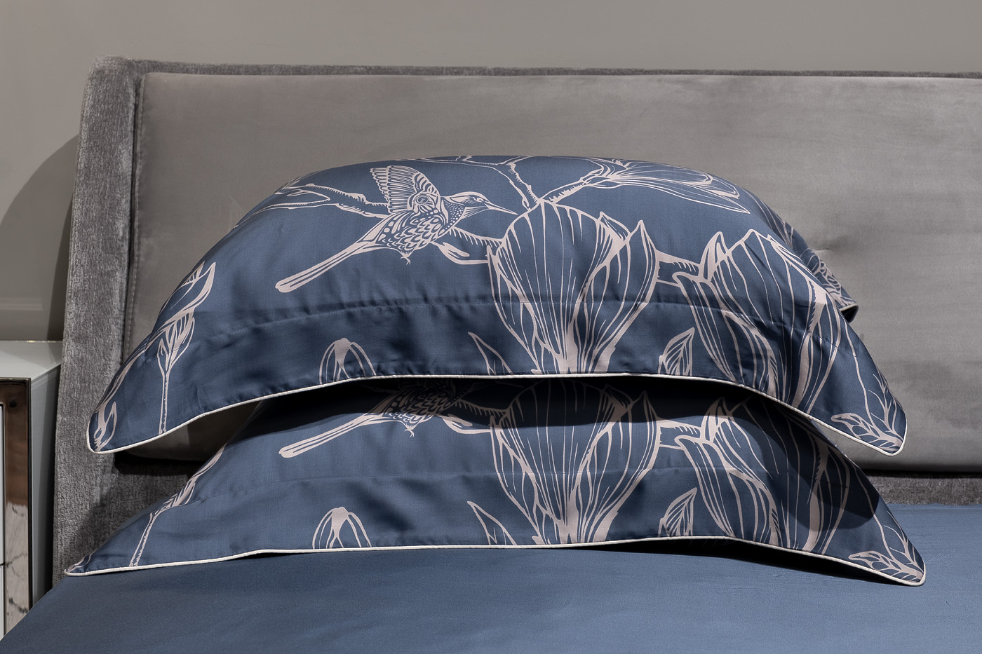 Комплект из 2х наволочек 50х70см синий с принтом Garda Decor 144HF-10410