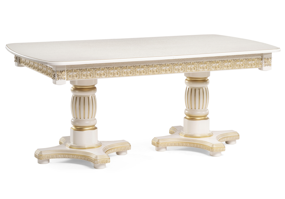 Стол деревянный Woodville Морнит 180(240)х100 слоновая кость / золото 515969