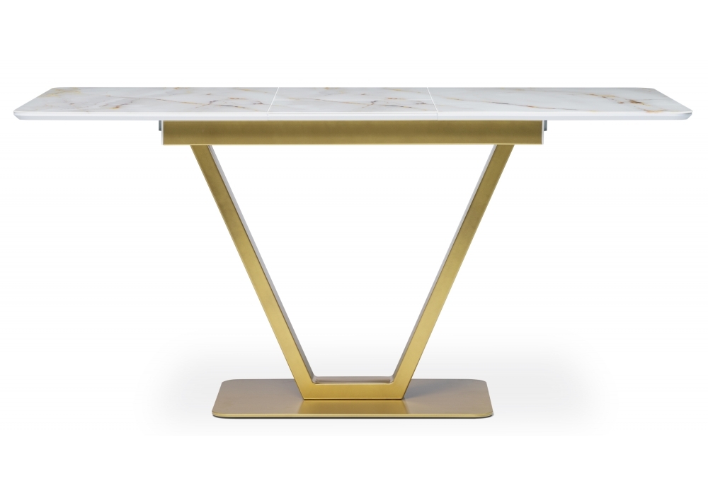 Стол стеклянный Woodville Бугун белый / золото 500006