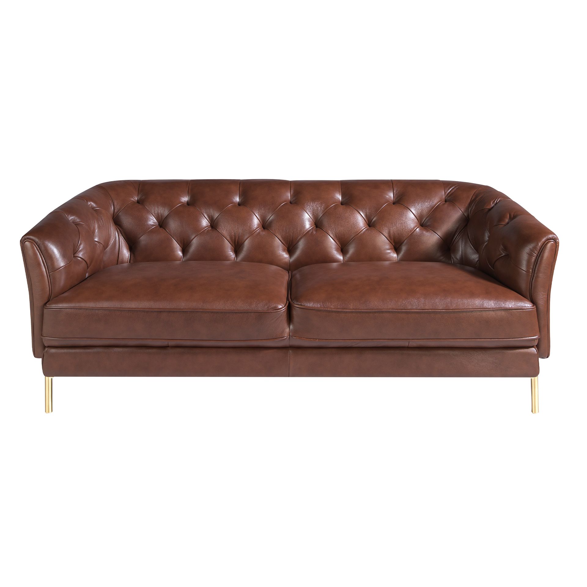 Диван 2-х местный 6139/KF106-2P-M1595 кожаный с золотистыми стальными ножками Angel Cerda