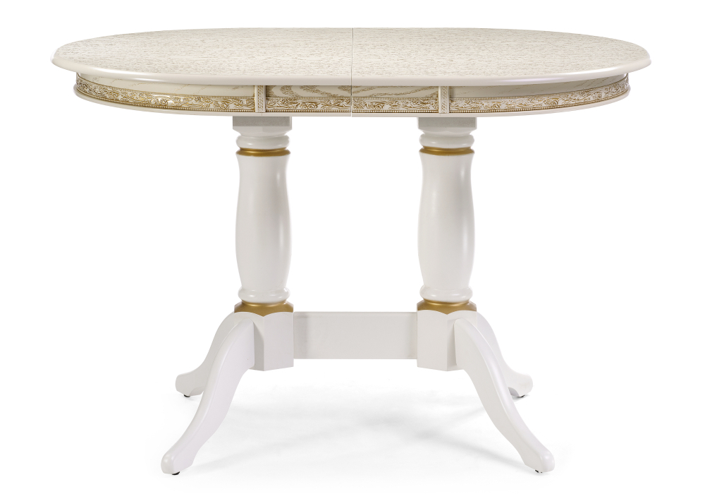 Стол деревянный Woodville Кантри 120(160)х80х75 слоновая кость с золотой патиной 450819