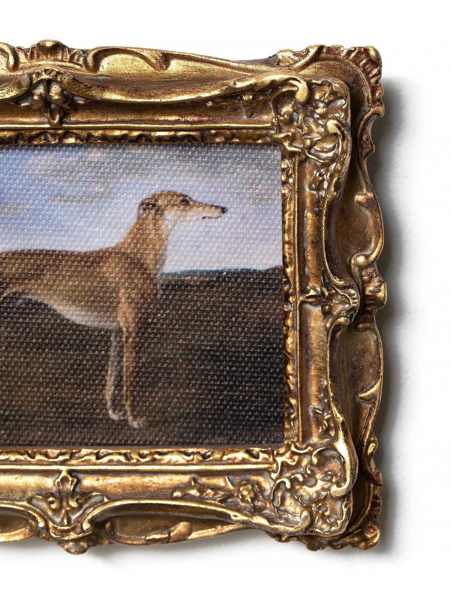 Картина в раме Собака, масло, под старину Glasar 28-324