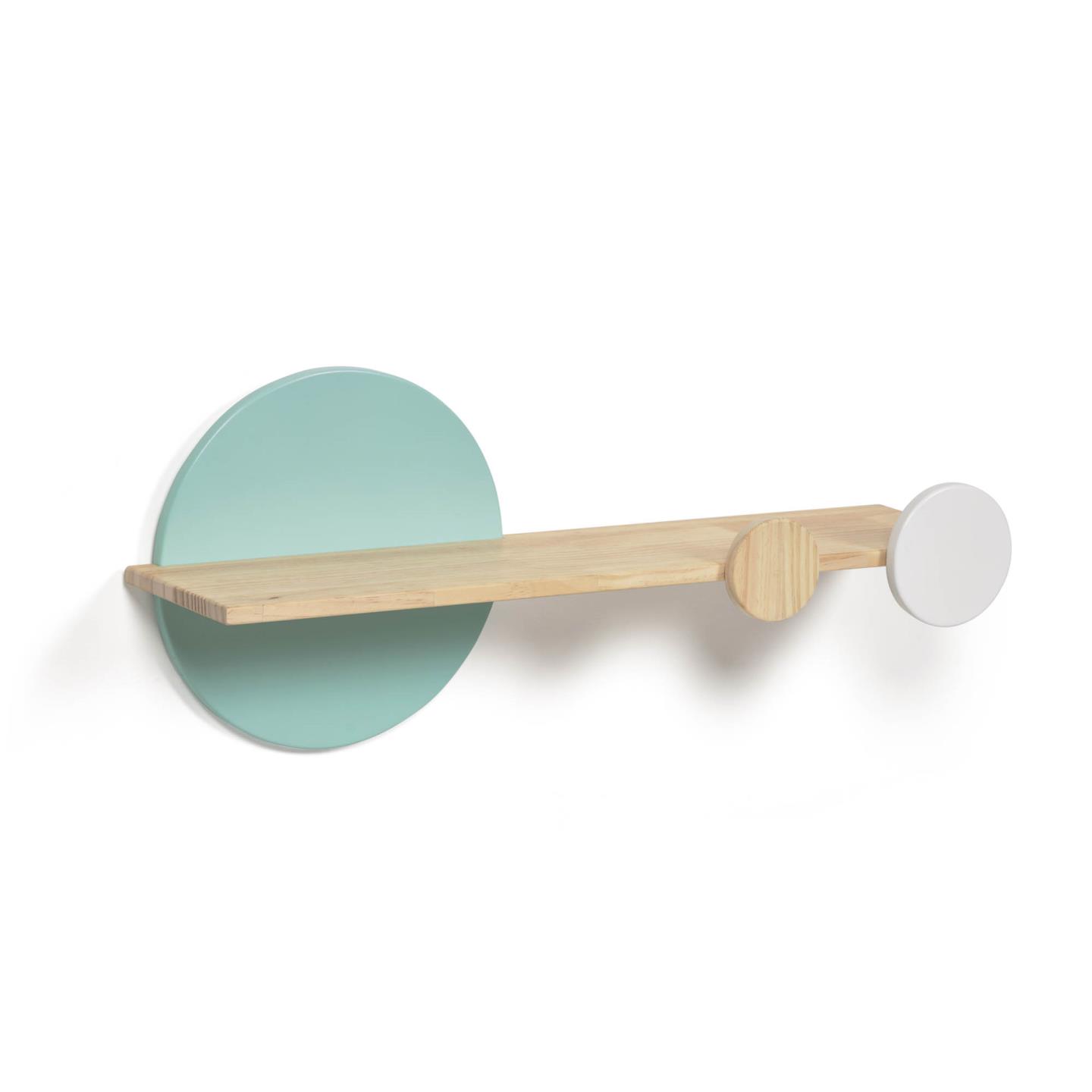 Полка Diti из массива натуральной сосны и бело-бирюзового МДФ 60 x 26 см FSC La Forma (ex Julia Grup)