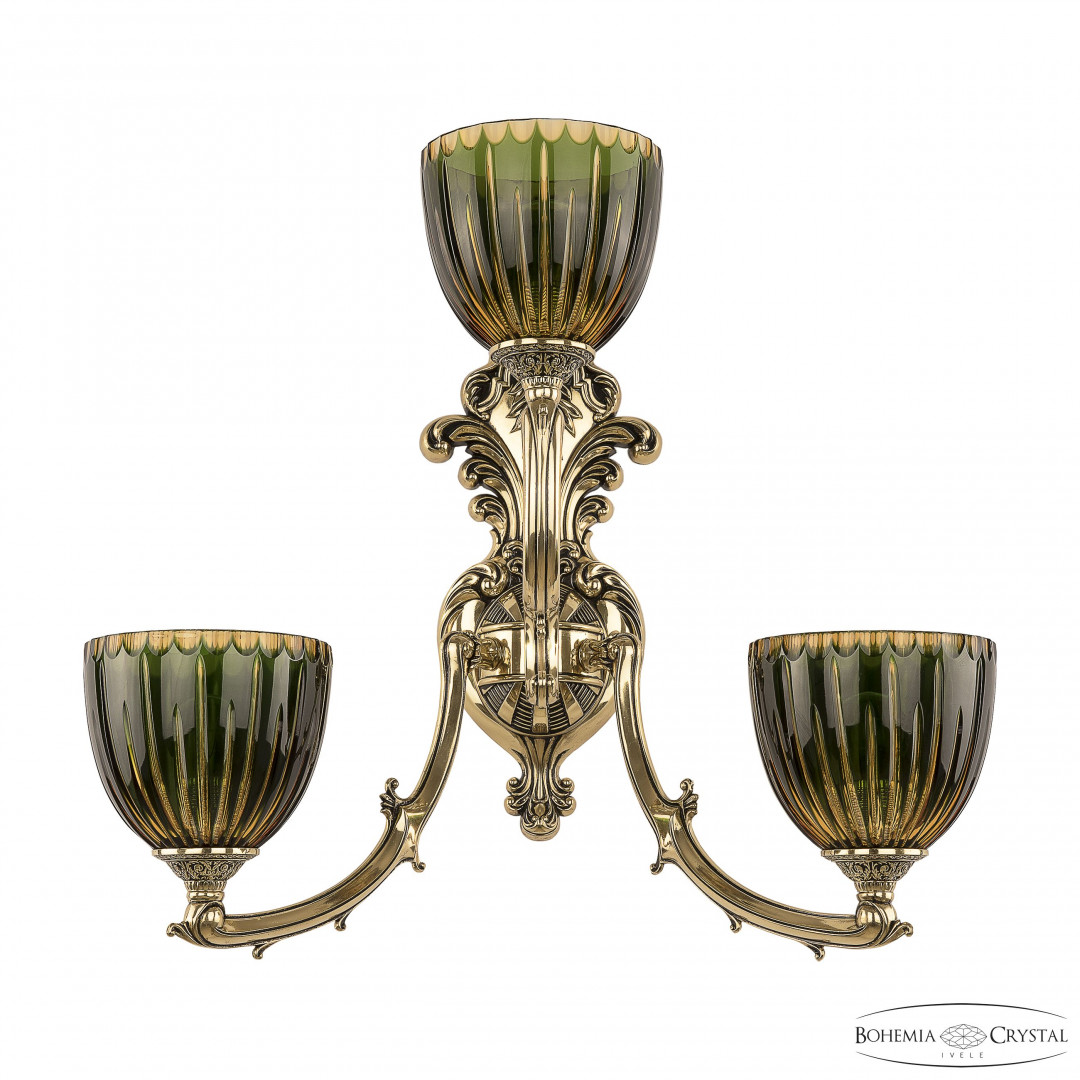 Бра бронзовые с хрусталём 7211B15/2+1/210 GB P1 U Amber-Green/H-1K
