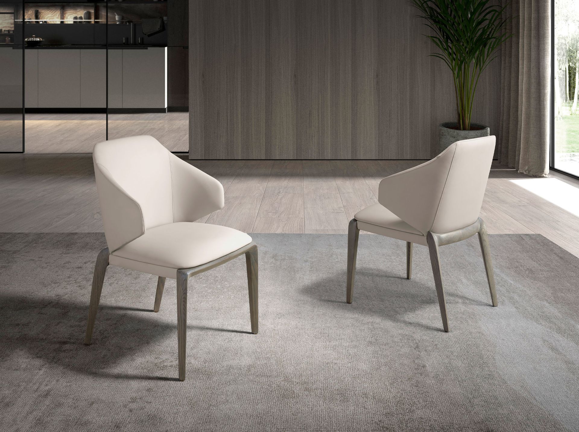 Стул 5123/ACH23016 из экокожи кремового цвета Angel Cerda