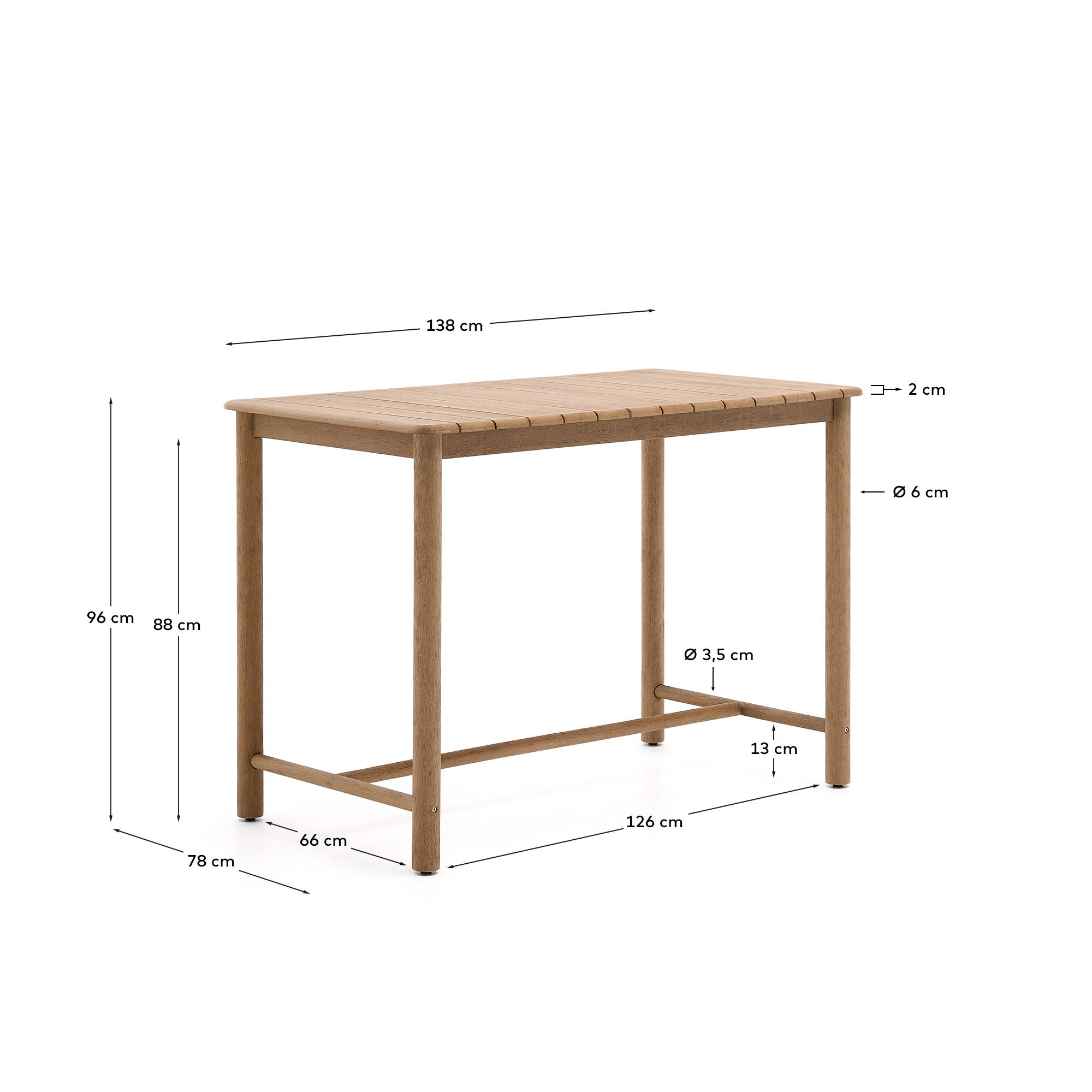 Sori Уличный стол из акации 135 x 78 см La Forma (ex Julia Grup)
