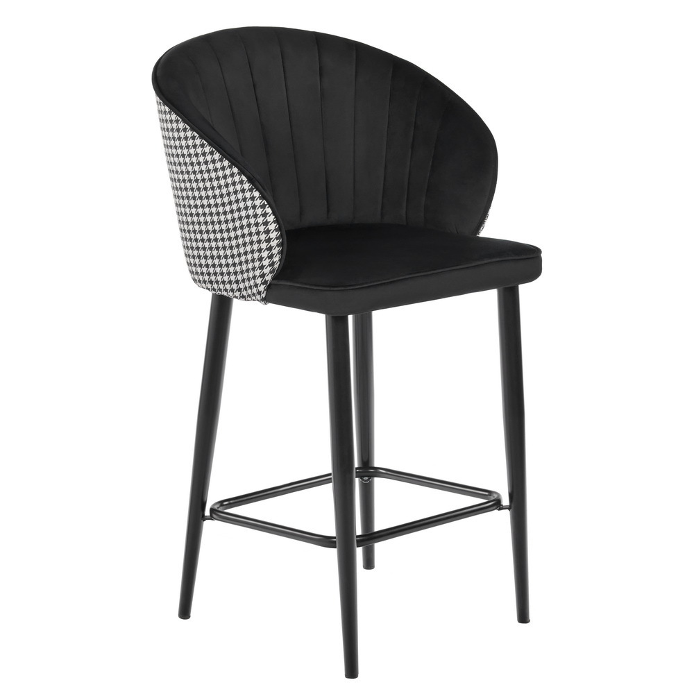 Стул полубарный Paola чёрный с жаккардом Bradex Home RF 0263