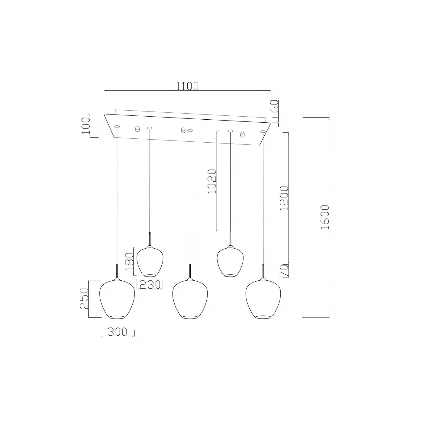 Светильник подвесной Sphere Amber Five 160cm KARE 57706