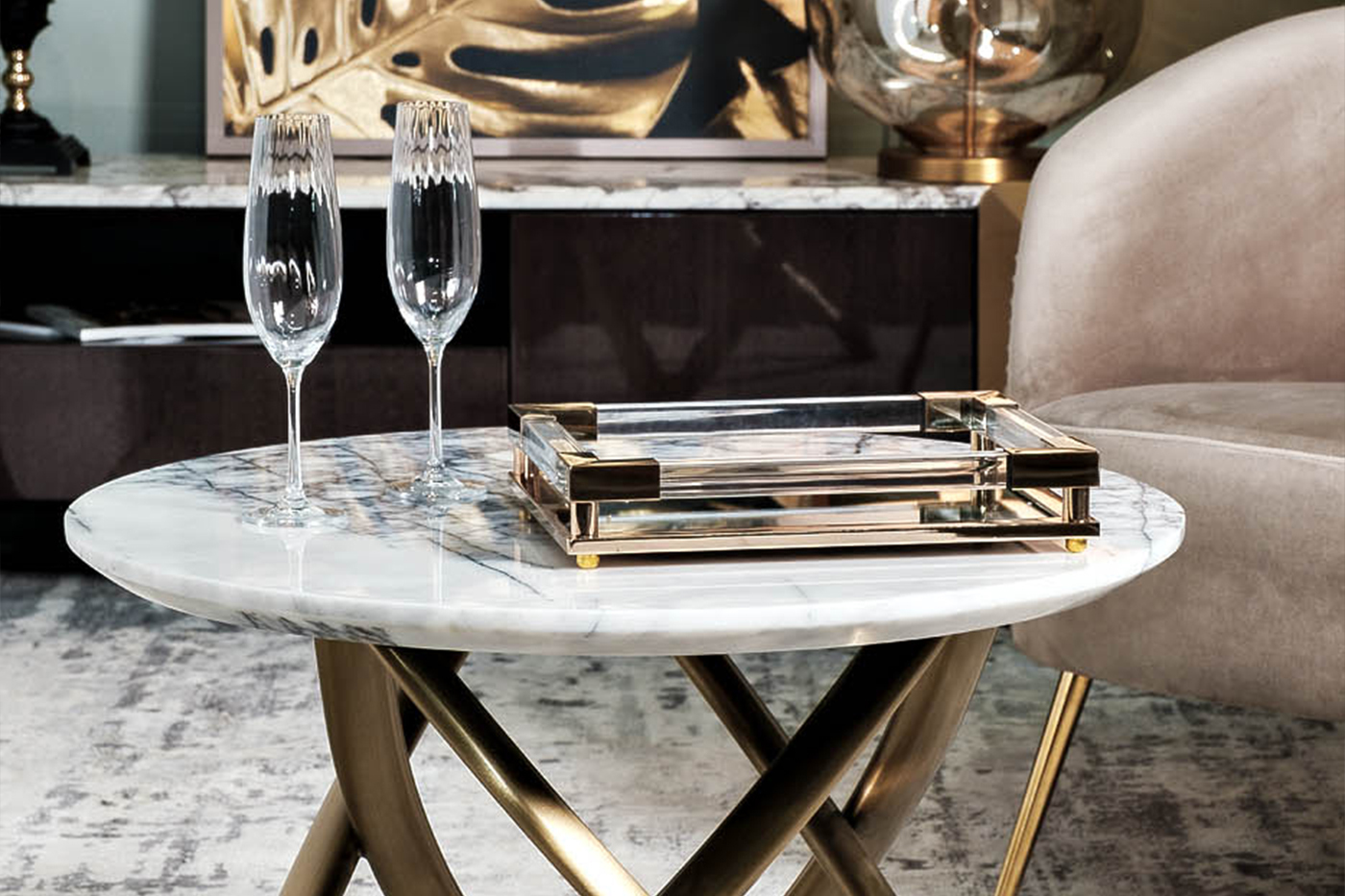 Поднос прямоугольный зеркальный/золото Garda Decor 2K389137-G