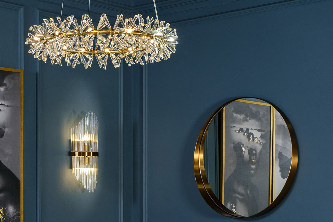 Люстра подвесная латунь, стекло прозр. d60 Garda Decor 92EL-80241