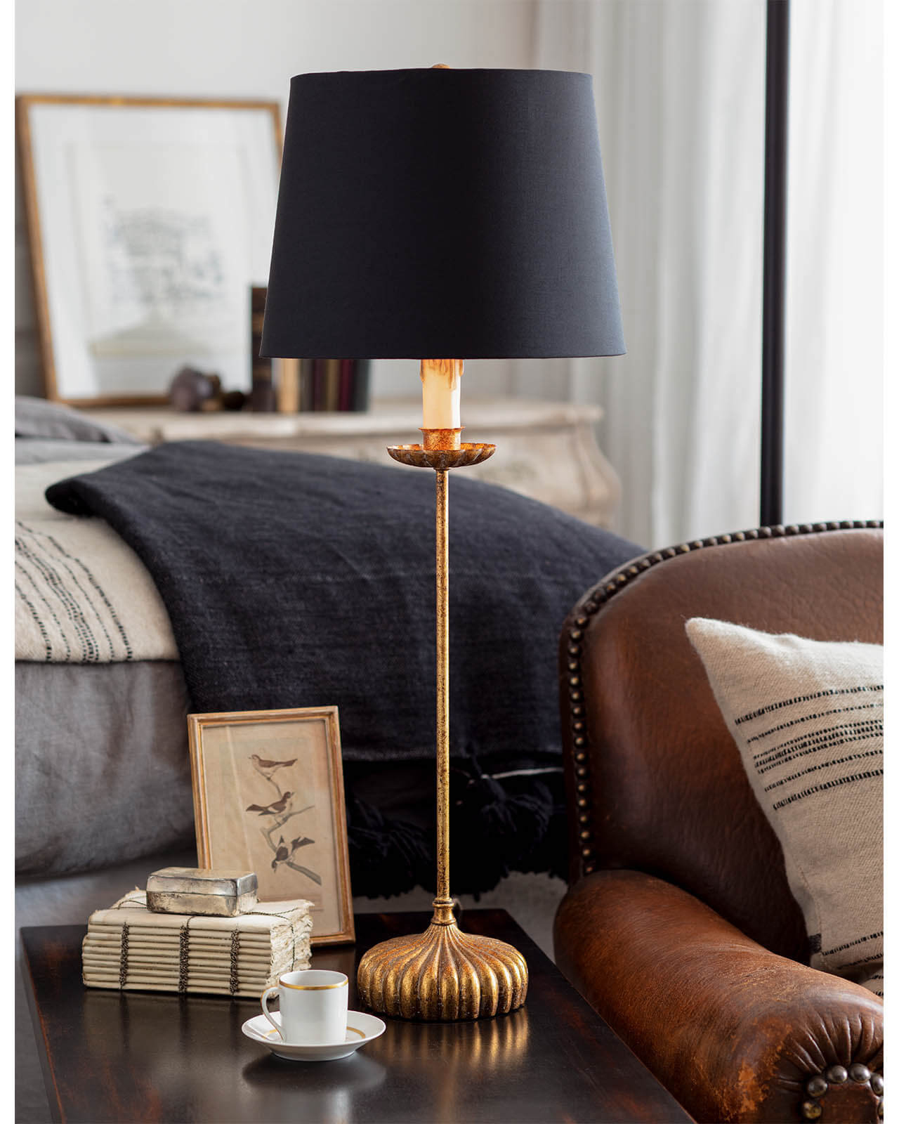 Настольная лампа Грант с черным абажуром Louvre Home JJ11071-1TA