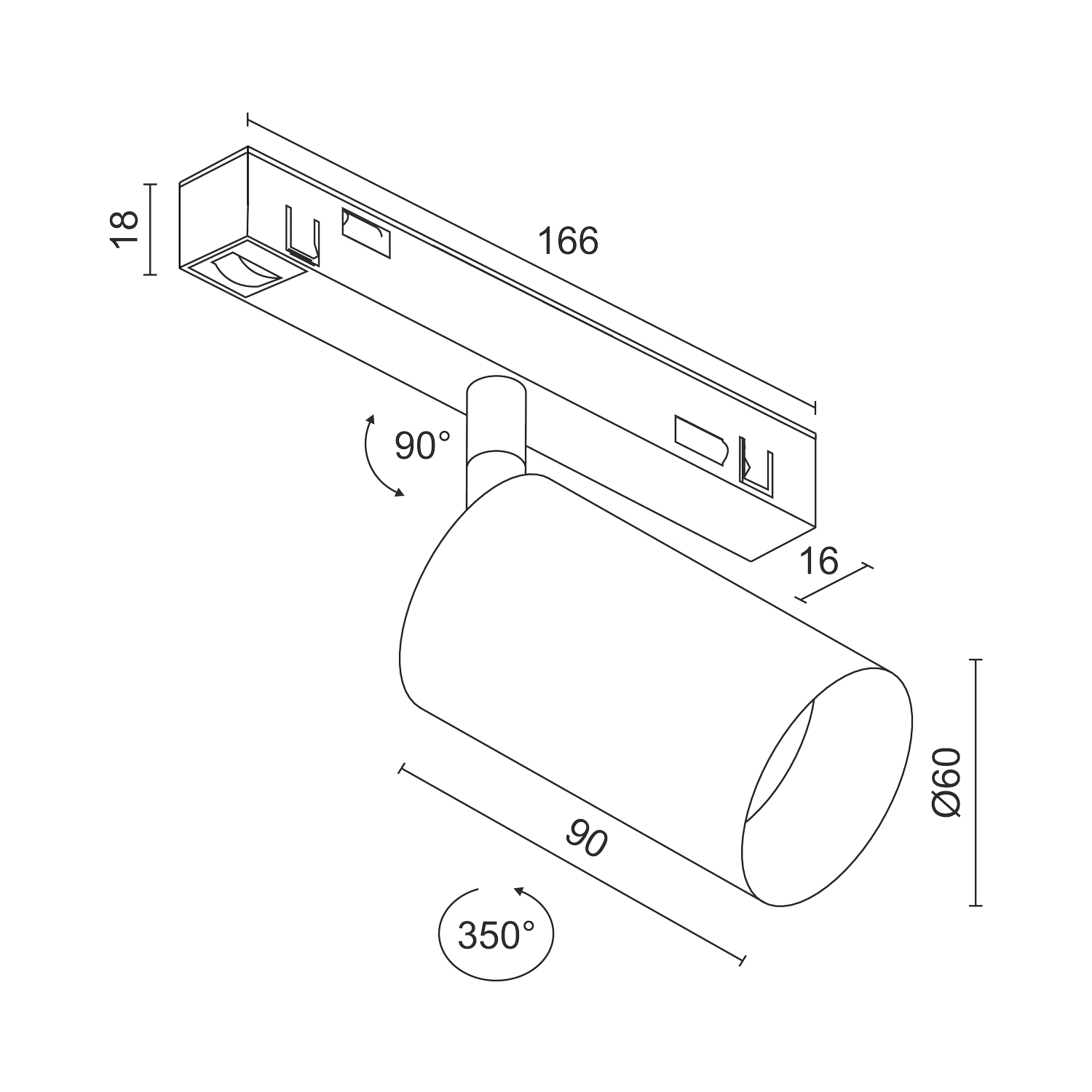 Светодиодный светильник для магнитной системы Ledron Sagi S60 Black 3000K