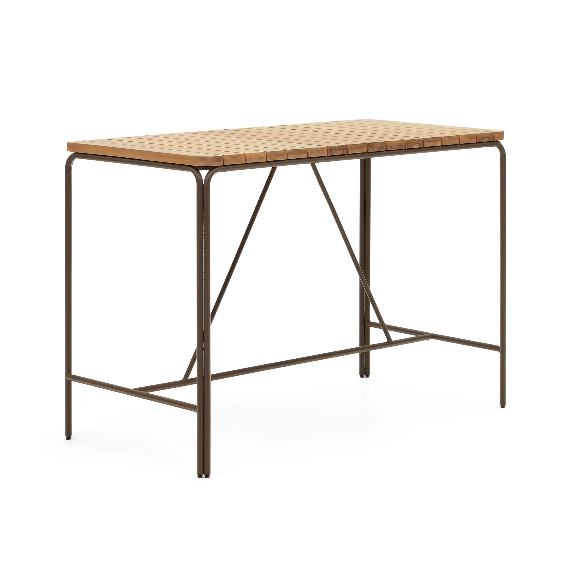 Salguer Барный стол из массива акации и коричневой стали Ø 140 x 70 см La Forma (ex Julia Grup)