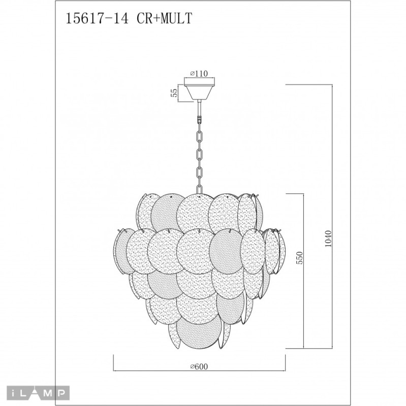 Подвесная люстра iLamp 15617-14 CR+MULT