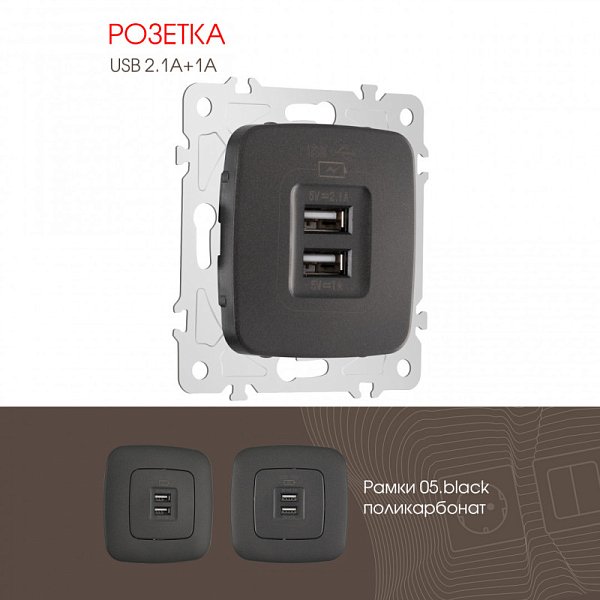 Розетка Arte Milano 205.46-1.black