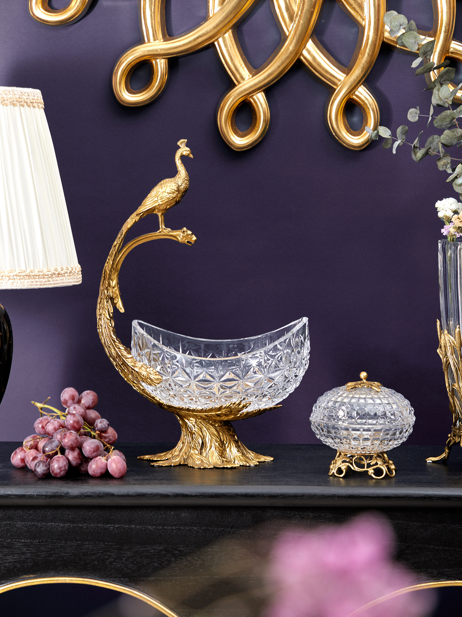 Чаша съемная на бронзовом павлине Glasar HGL378/GLASS