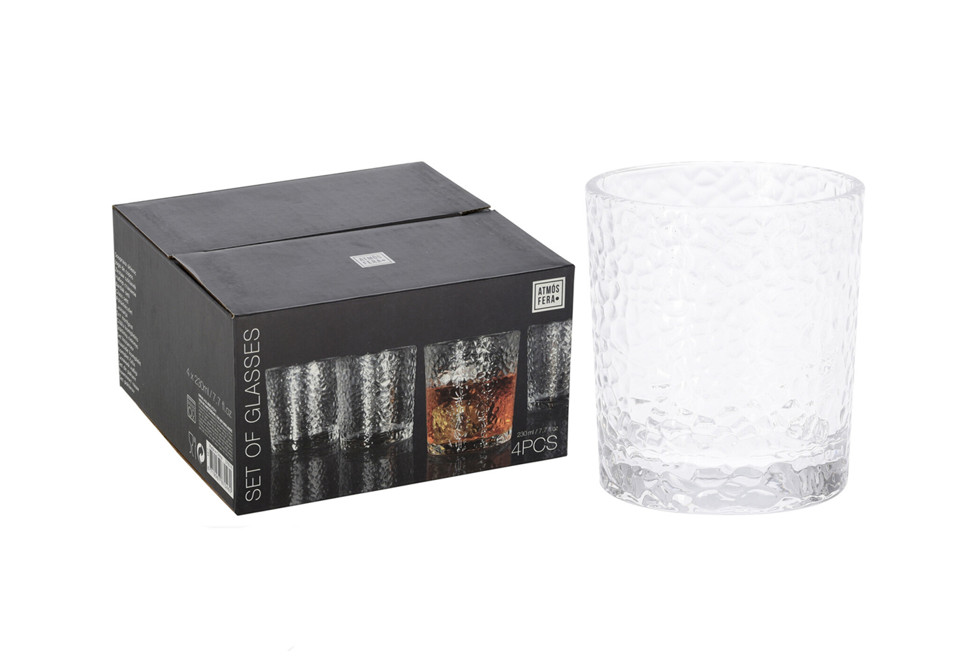 Набор из 4х стаканов для виски из фактурного стекла Garda Decor YE7300910