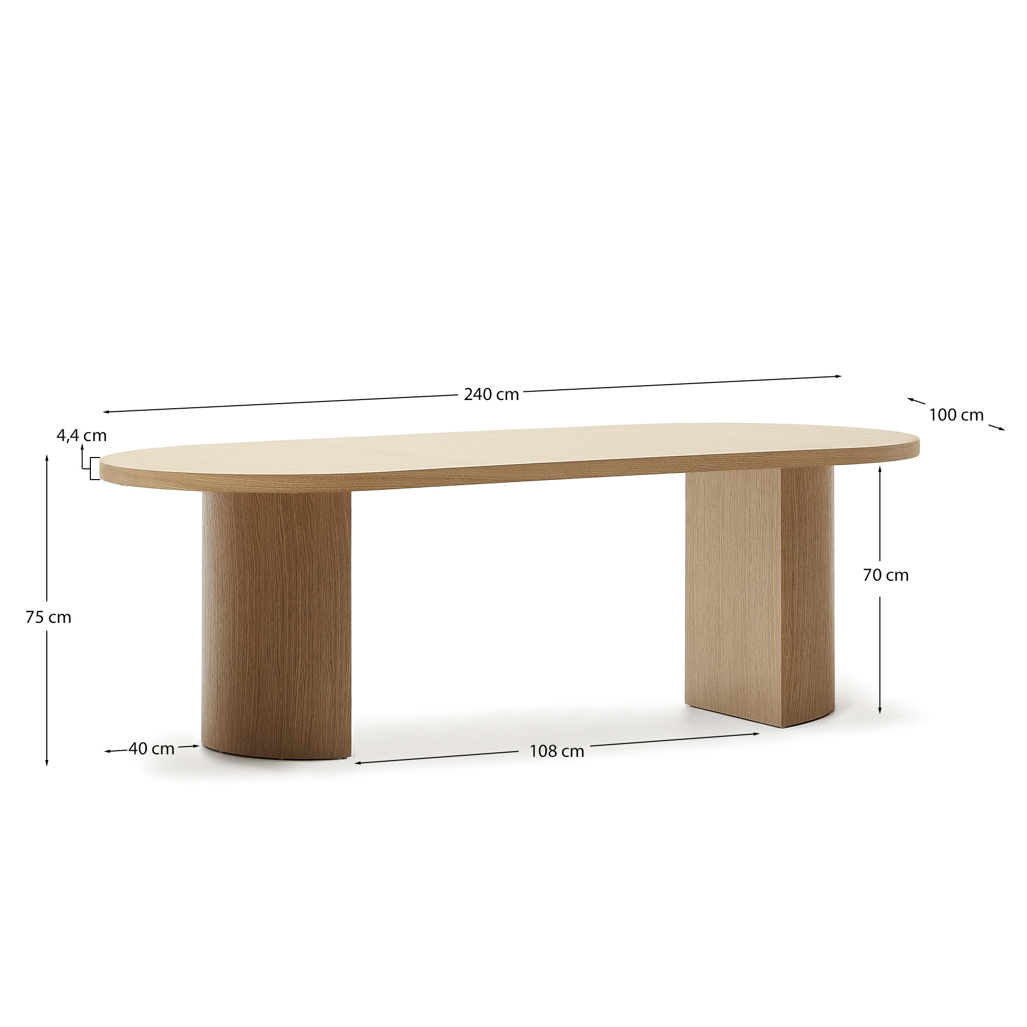 Стол Nealy с дубовым шпоном в натуральной отделке, 240 x 100 см La Forma (ex Julia Grup)