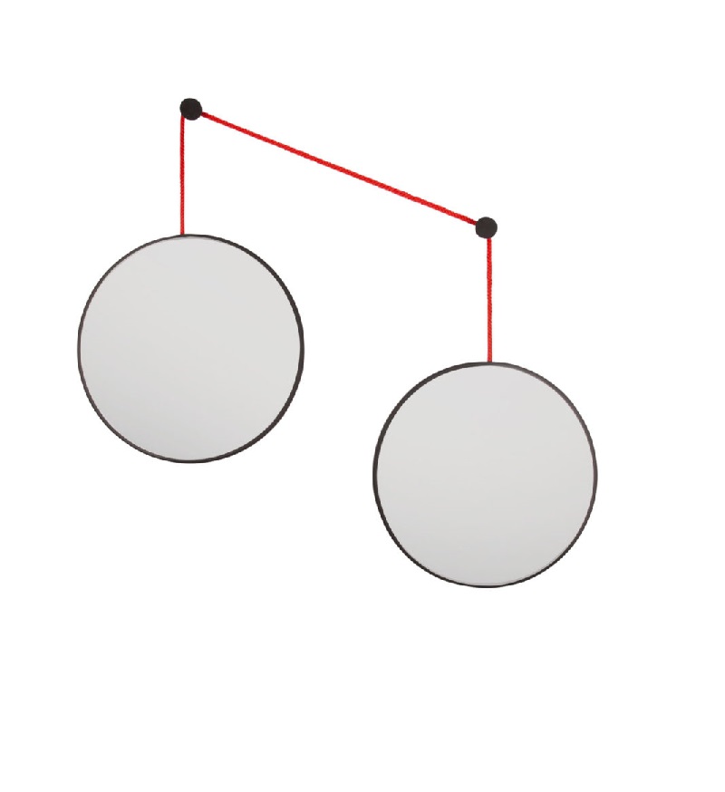 Balance S Black 2 зеркала по 30см  на красном шнуре Art-Zerkalo SM200RBL