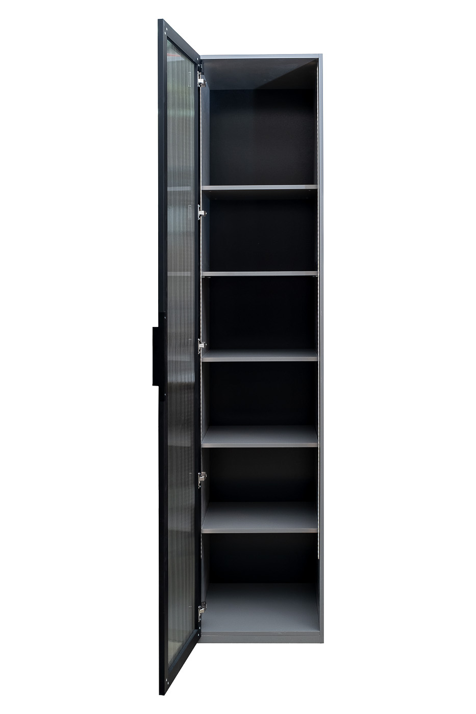 Шкаф-пенал с полками цвет серый кобальт/стекло рифленое Garda Decor GD-10014/1-6(риф)