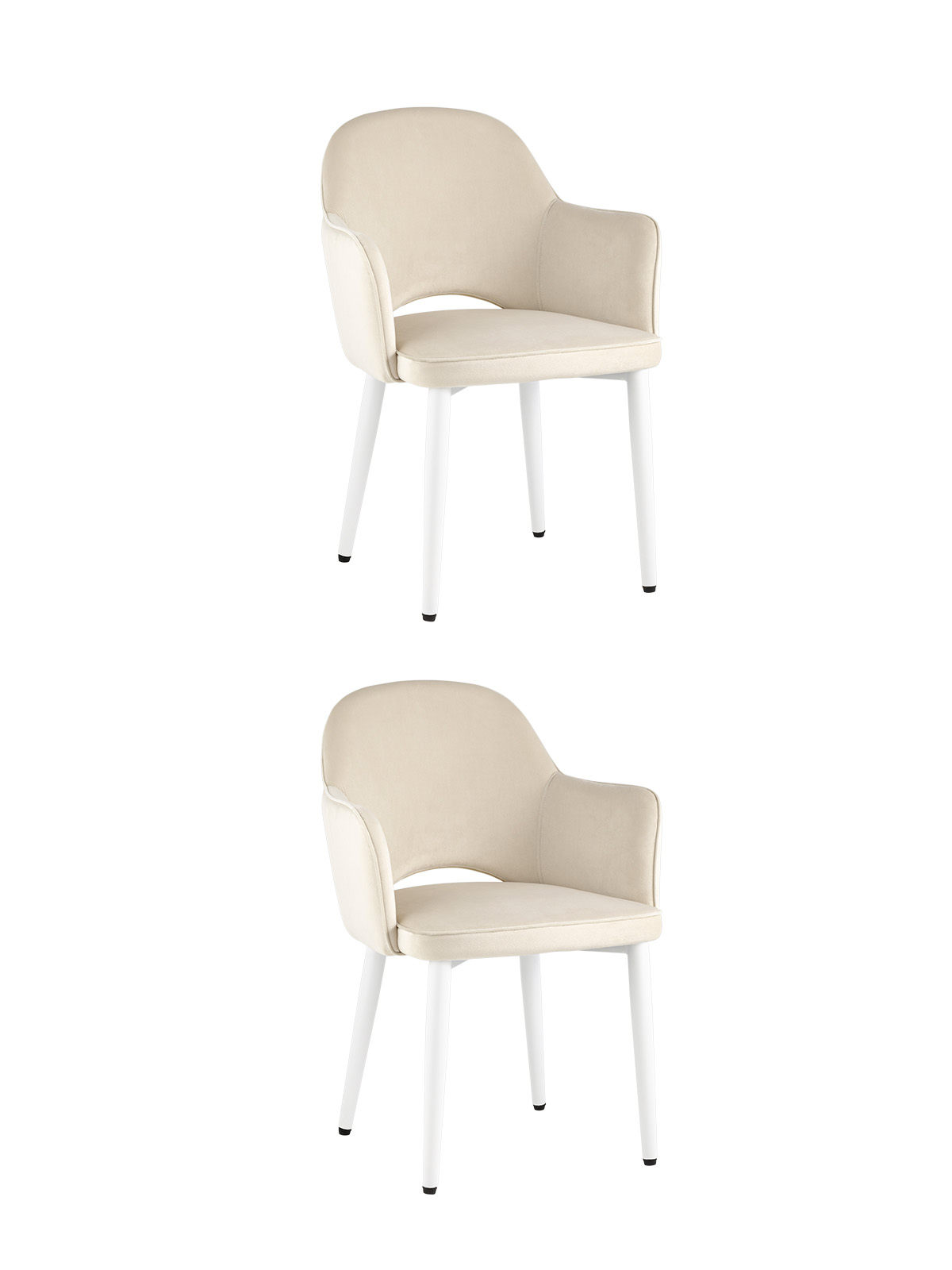 Стул Венера велюр кремовый ножки белые 2 шт Stool Group