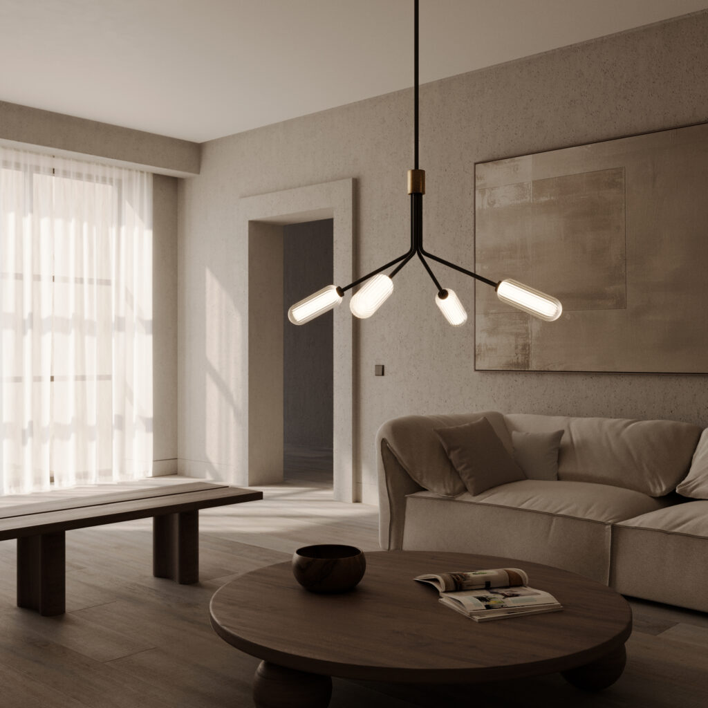 Люстра Lari 4L темно-коричневая кожа Aromas del Campo