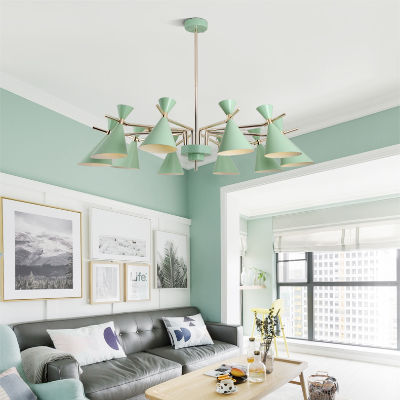 Люстра на штанге FRANKA D80 3 lamps Green by ImperiumLoft