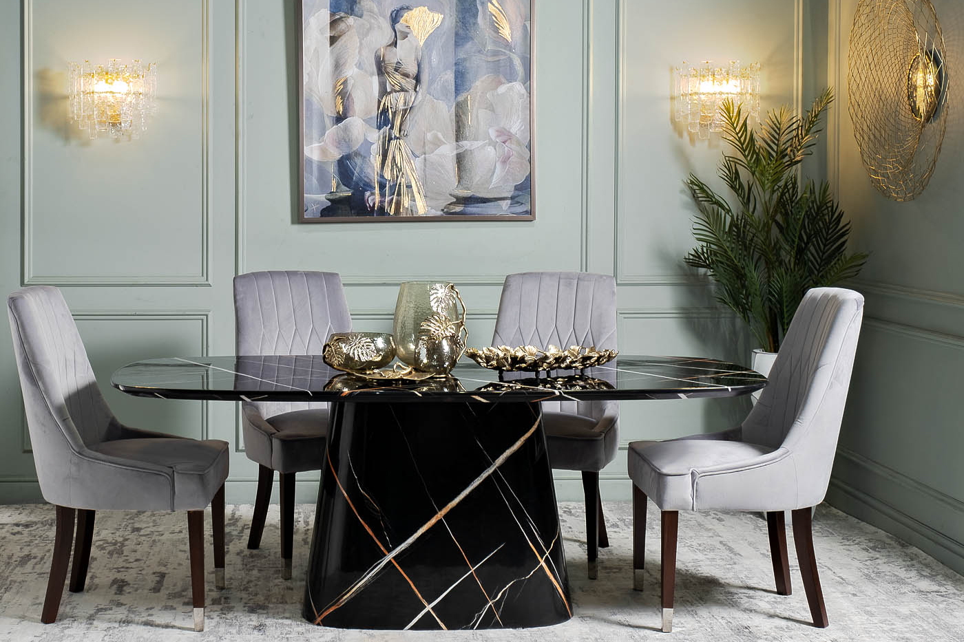 Стол обеденный Уэльс мраморный черный Garda Decor 45EX-STOL/OB-185 CHE