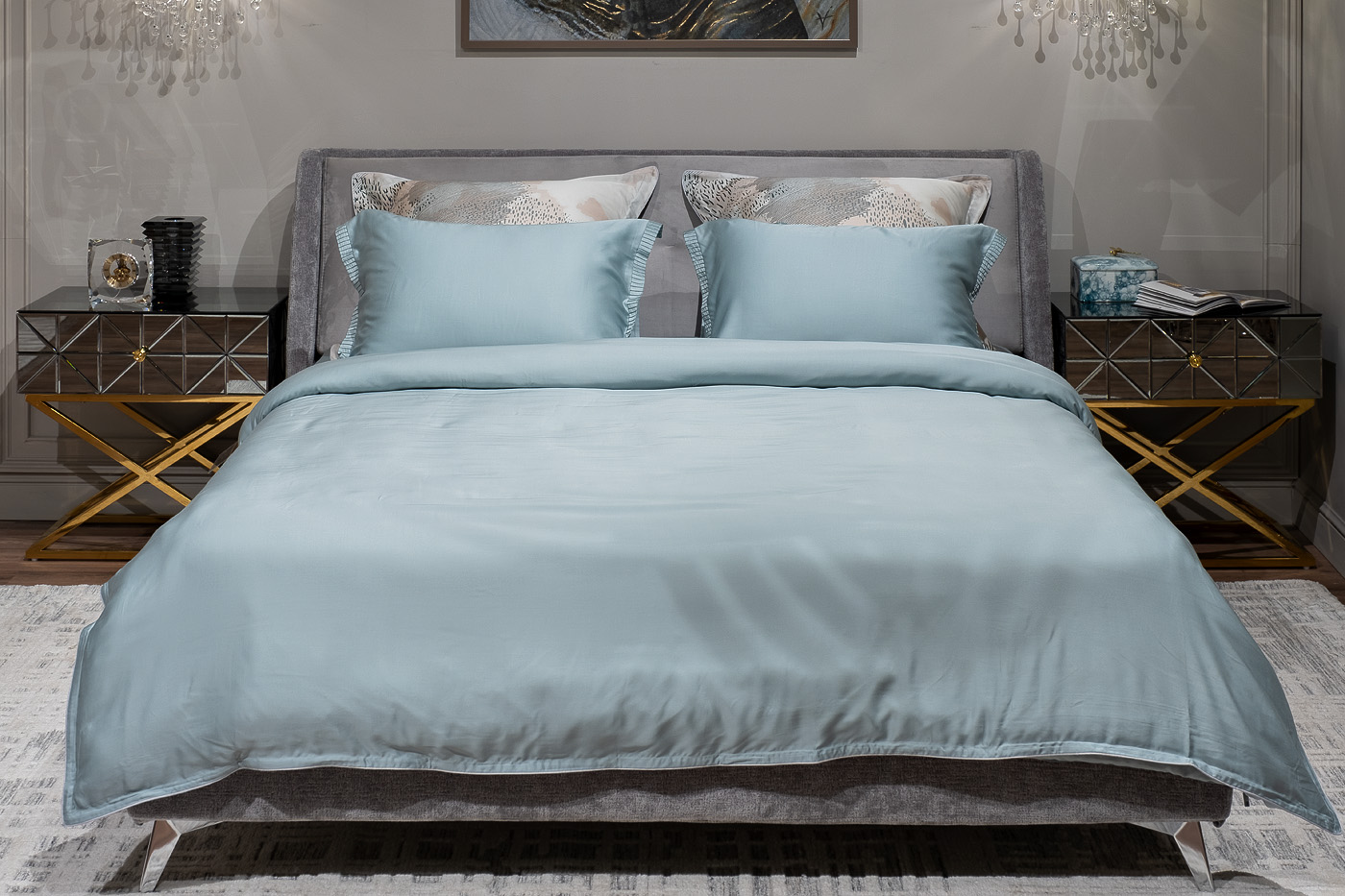 Пододеяльник тенсель 145х210см бирюзовый Garda Decor 144HF-70613