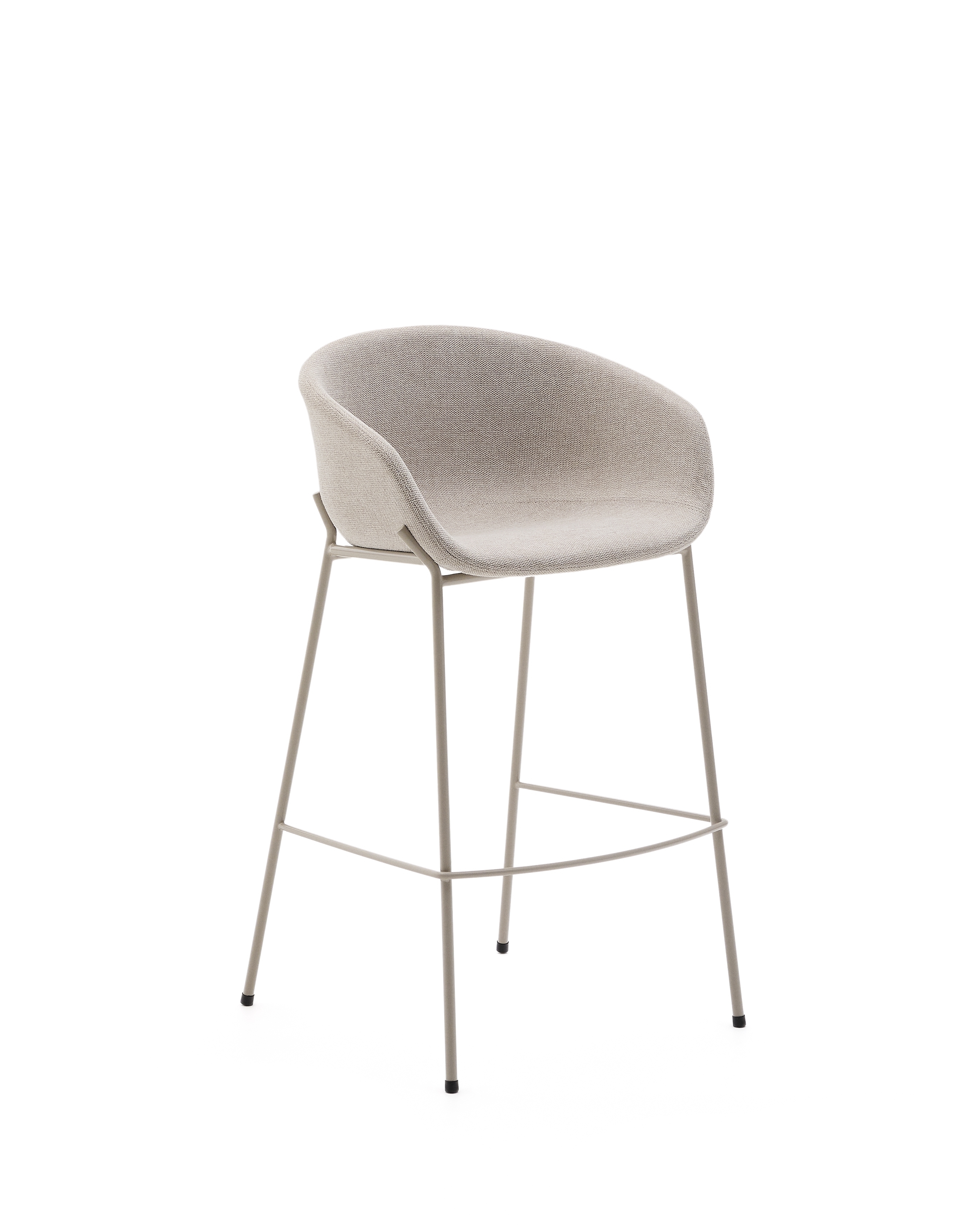 Барный стул Yvette из бежевого шенилла с бежевыми стальными ножками 75 см La Forma (ex Julia Grup)
