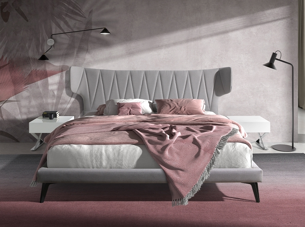 Кровать 7160/GC1801 из светло-серой ткани 180x200 Angel Cerda