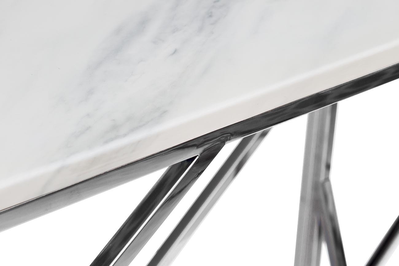 Консоль искусственный белый мрамор/темный хром Garda Decor GY-CST2051214BLSM
