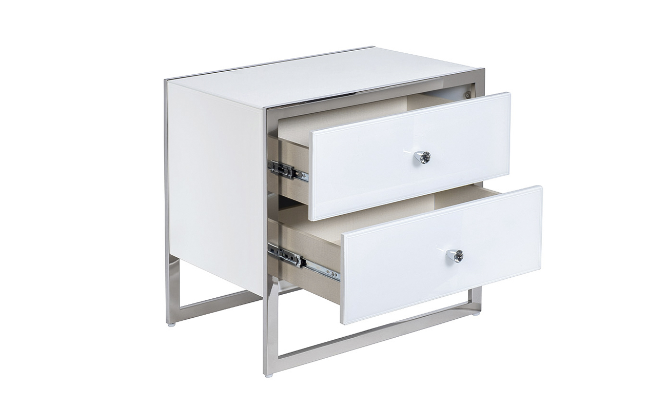 Тумбочка с 2мя ящиками белая/хром Garda Decor KFG104