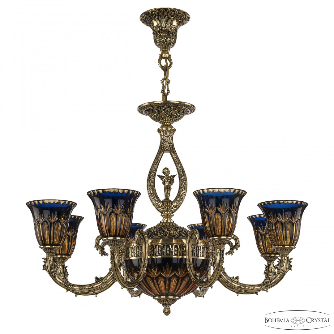 Люстра бронзовая 71409P/8/210 GB P2 U Amber-Blue/H-1I FA10S