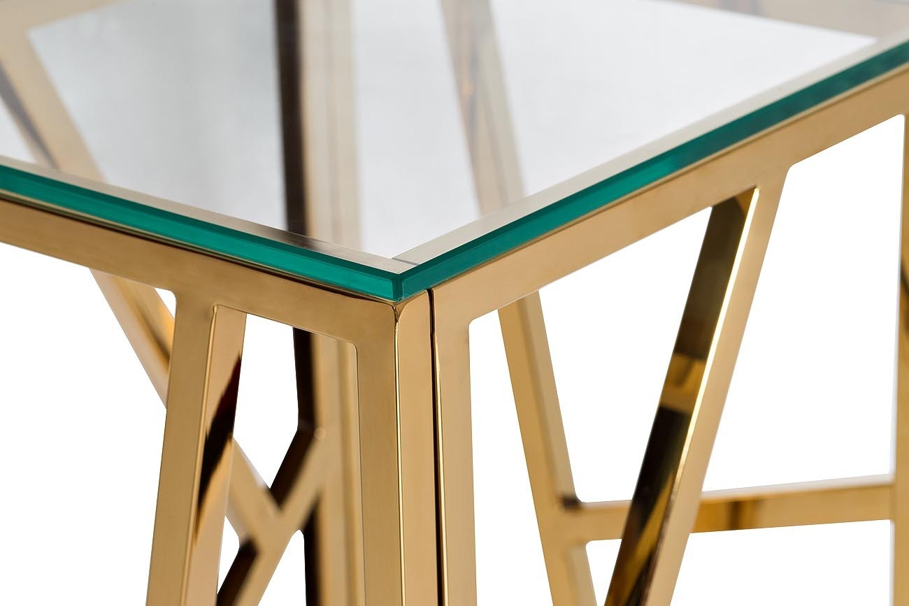 Столик журнальный высокий со стеклом Garda Decor 47ED-FS015GOLD