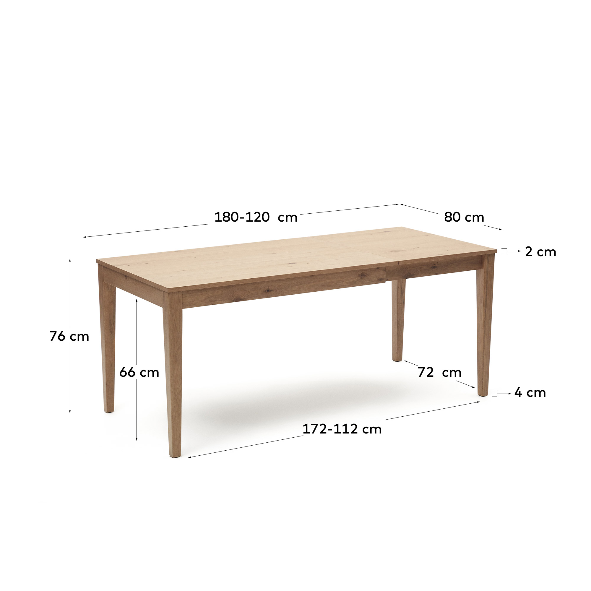 Yain Раздвижной стол из дубового шпона и массива дуба 120 (180) x 80 см La Forma (ex Julia Grup)