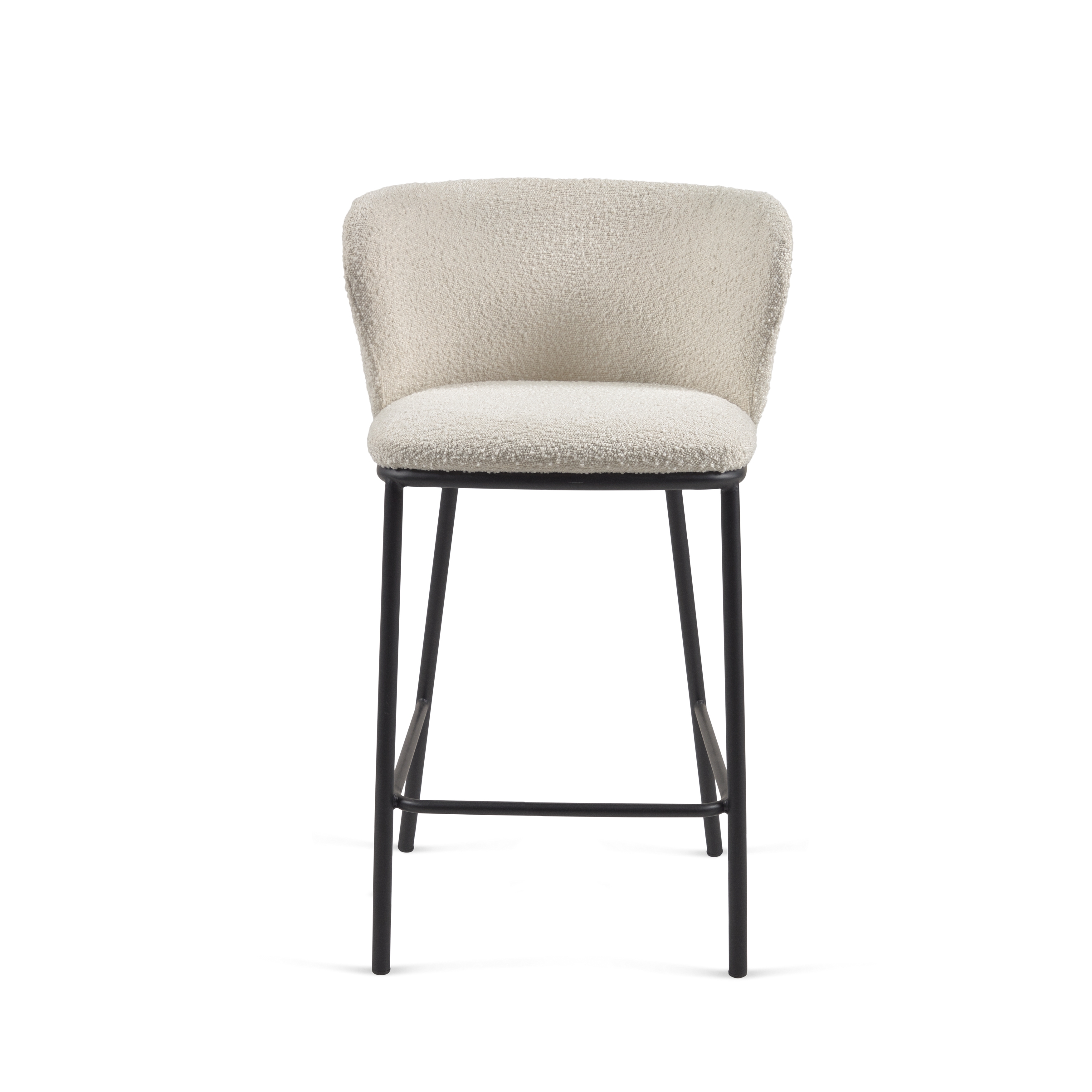 Полубарный стул Ciselia из белой ткани букле и черного металла 65 см La Forma (ex Julia Grup)