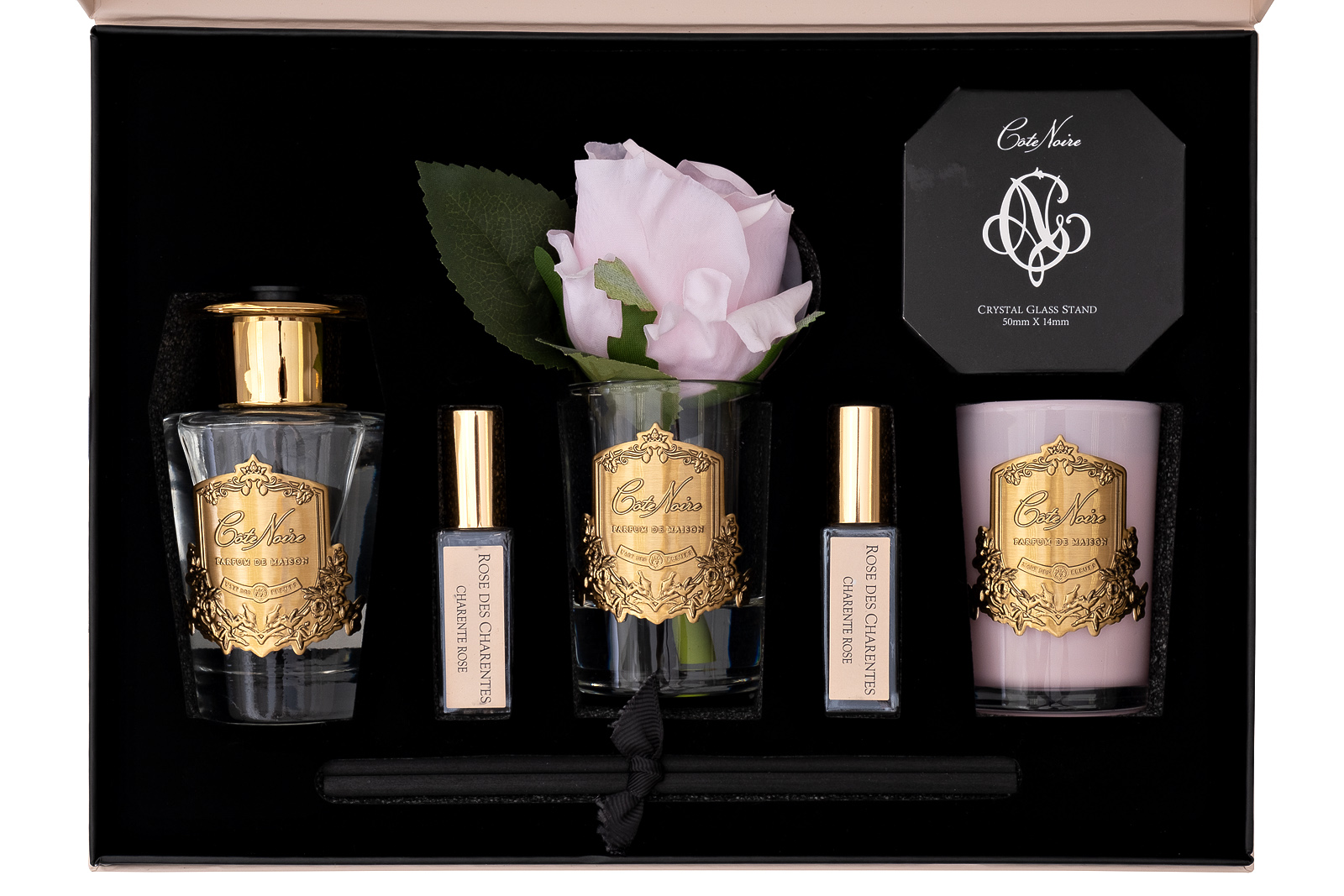Набор подарочный Charente rose - диффузор 90мл, роза искусств., спрей 2*5мл, свеча 75гр Garda Decor 96CN-GP002