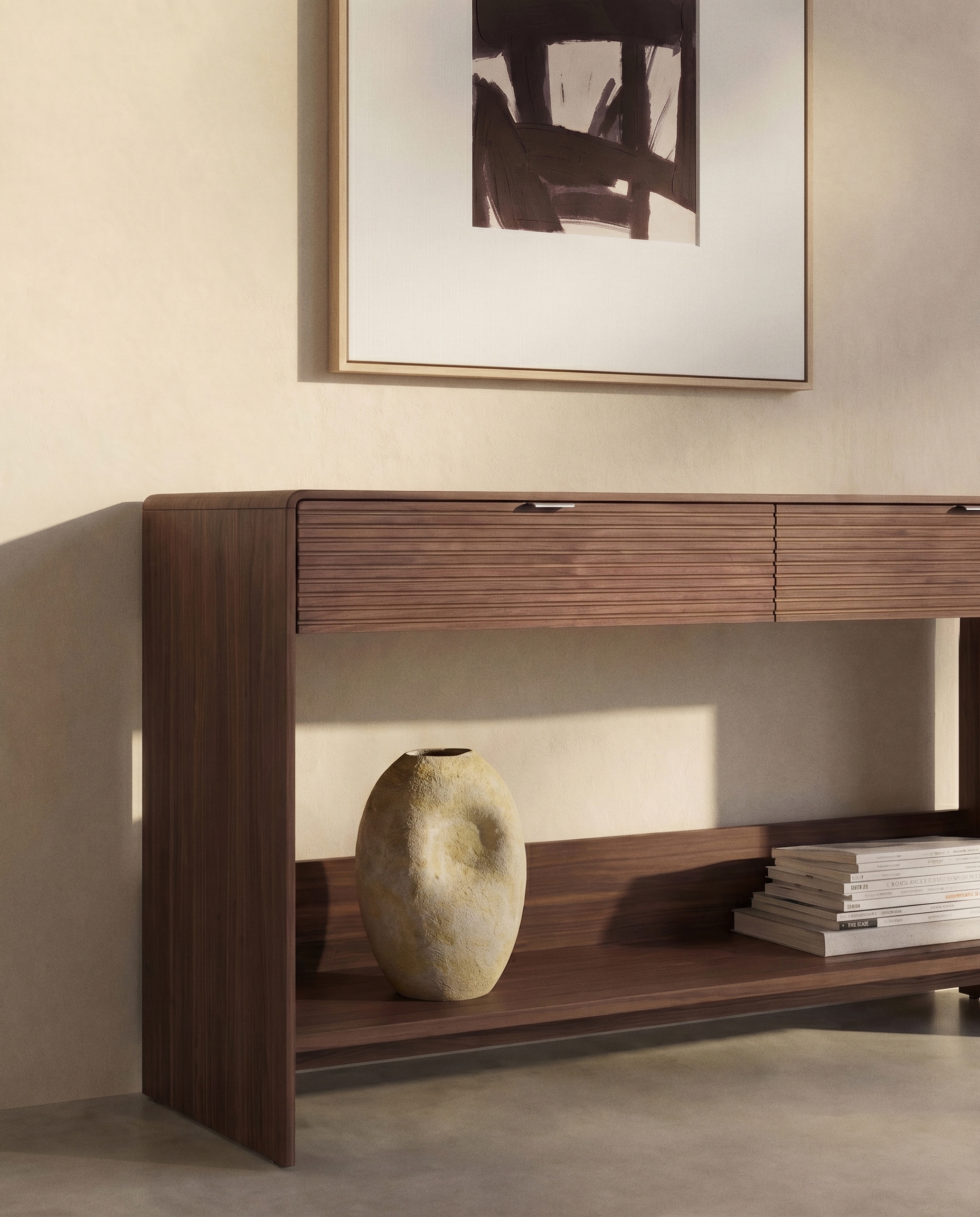 Буфет Norlen с 2 ящиками и полкой из орехового шпона 120 x 81 см La Forma 463575