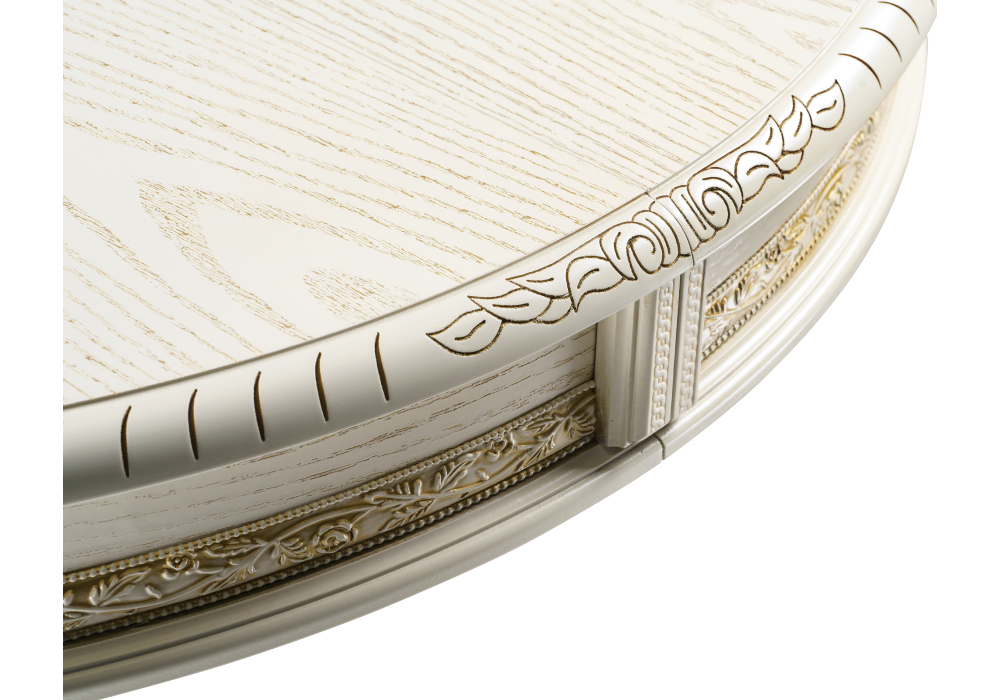 Стол деревянный Woodville Альфред 110(160)х110х80 слоновая кость с золотой патиной 450827