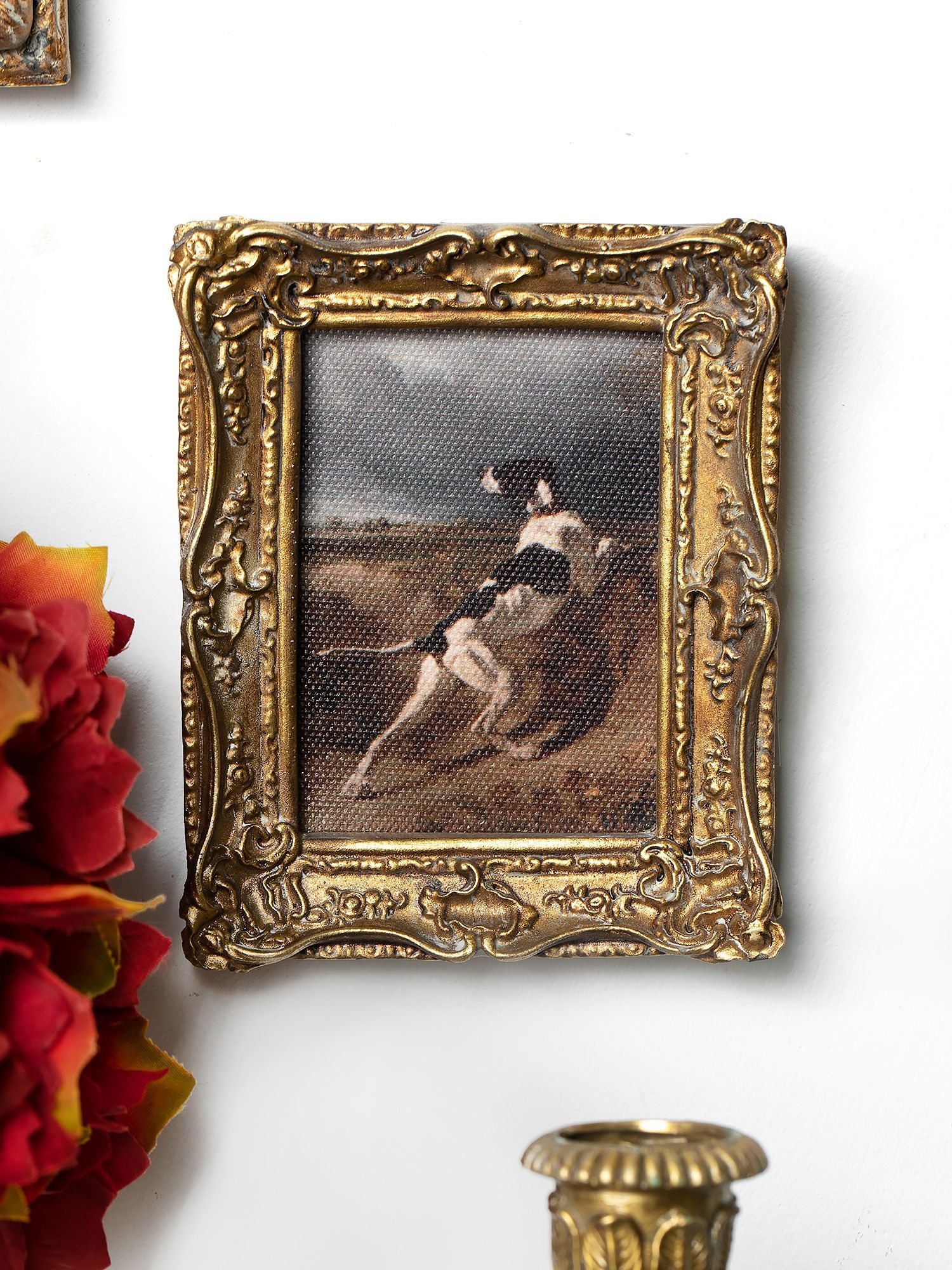 Картина в раме Собака, масло, под старину Glasar 28-325