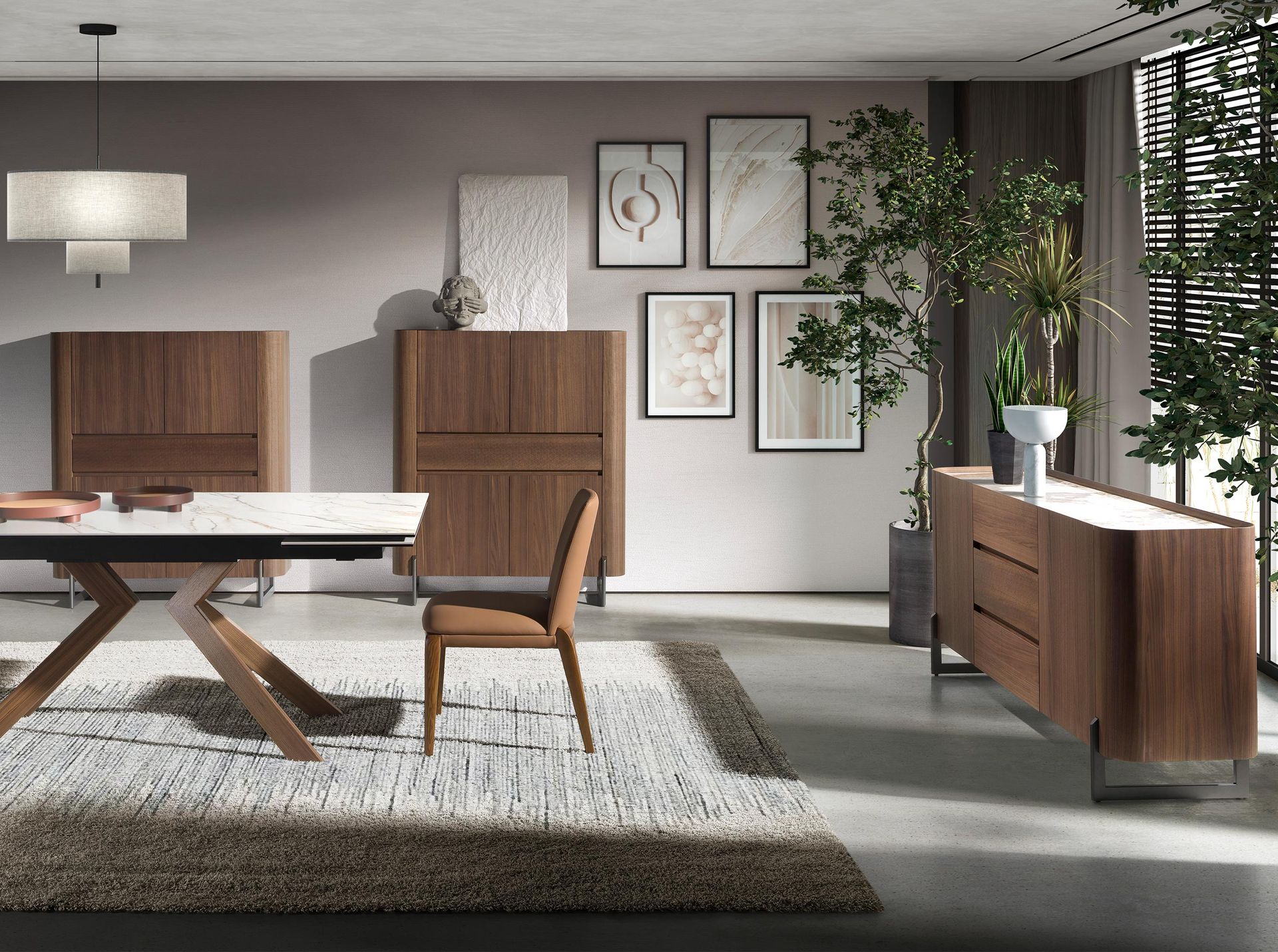 Сервант 3252/437-M ореховый со столешницей из керамики Angel Cerda