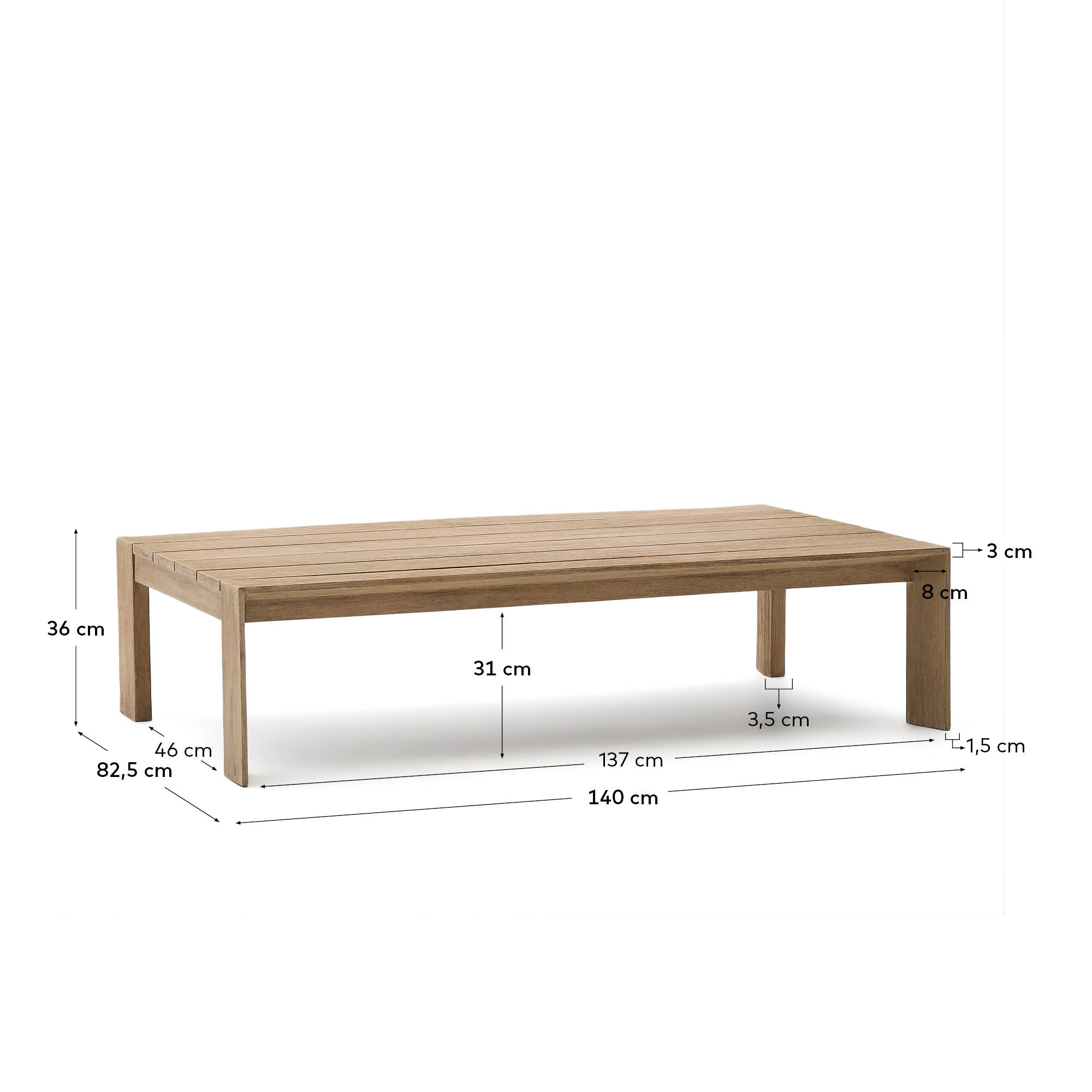 Журнальный столик Ambra из акации со светлой отделкой 82,5 x 140 см La Forma 253619