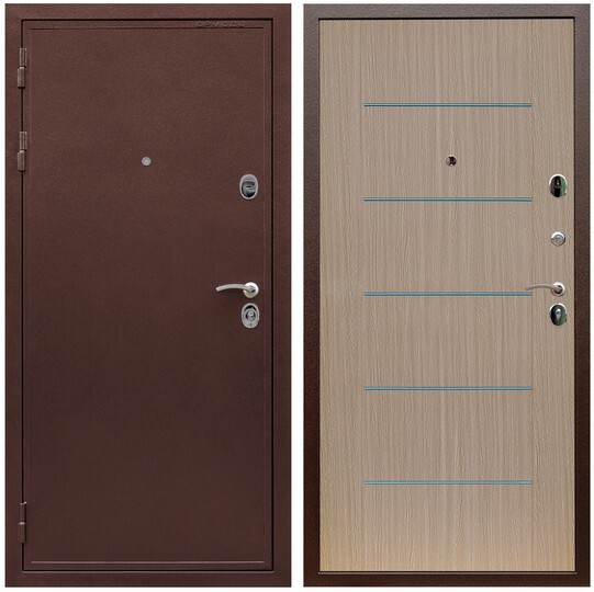 Дверь входная Graf Престиж Антик медь / МДФ 6 мм В-03 молдинг Венге светлый