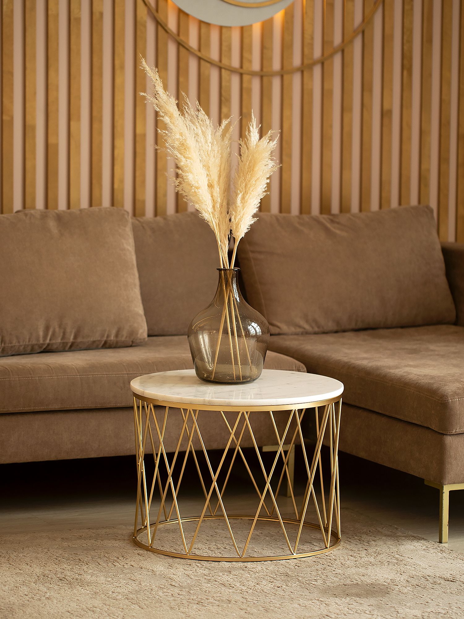 Столик журнальный с белым мрамором Glasar 54-151