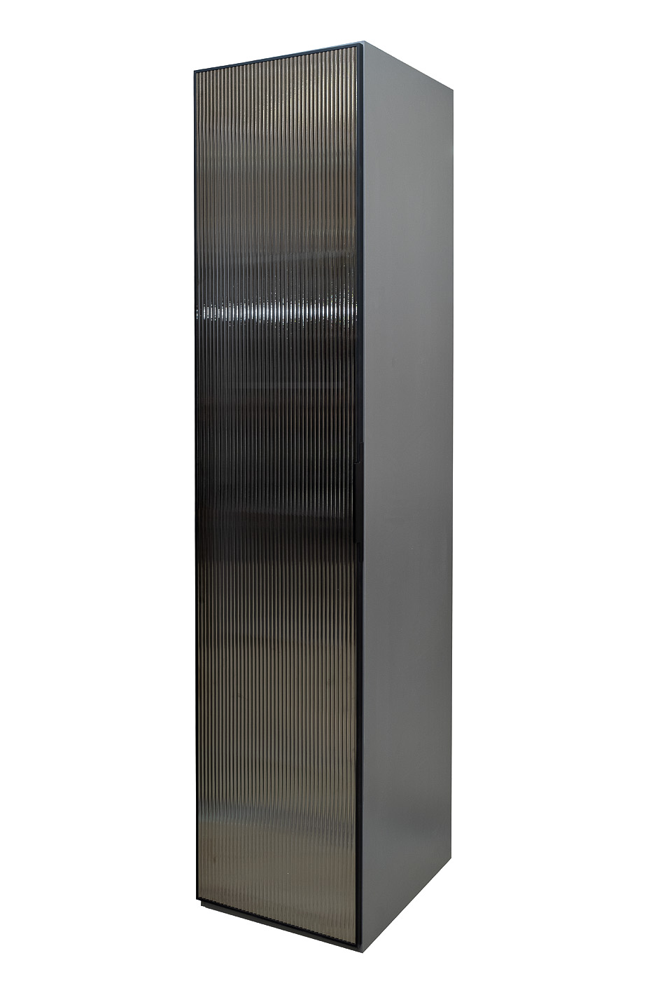 Шкаф-пенал с полками цвет серый кобальт/стекло рифленое Garda Decor GD-10014/1-6(риф)